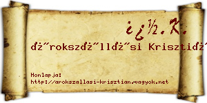 Árokszállási Krisztián névjegykártya