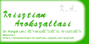 krisztian arokszallasi business card